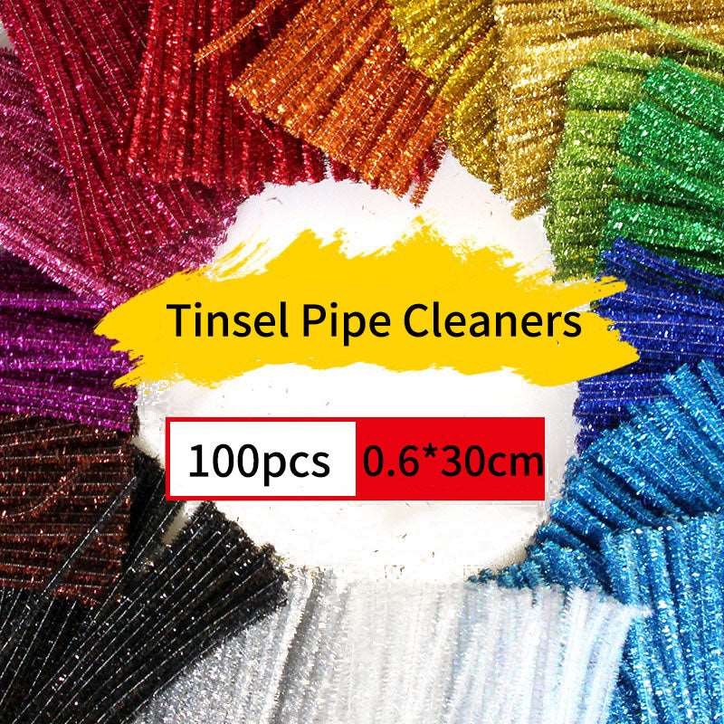 100 Chenille Craft Stems Tinsel Pipe Cleaners CHRISTMAS Mix Colours Stripes  UK