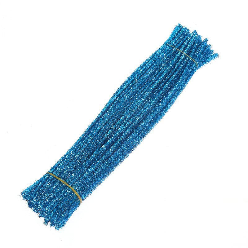 Blue Metallic Tinsel Pipe Cleaners, 12'' x 6 mm Diameter, Craft Supplies from Factory Direct Craft