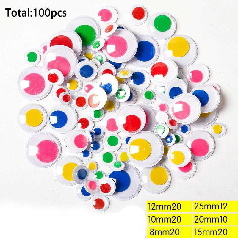 Colorful wiggle eyes for toy craft 100pcs assorted color and size which-craft