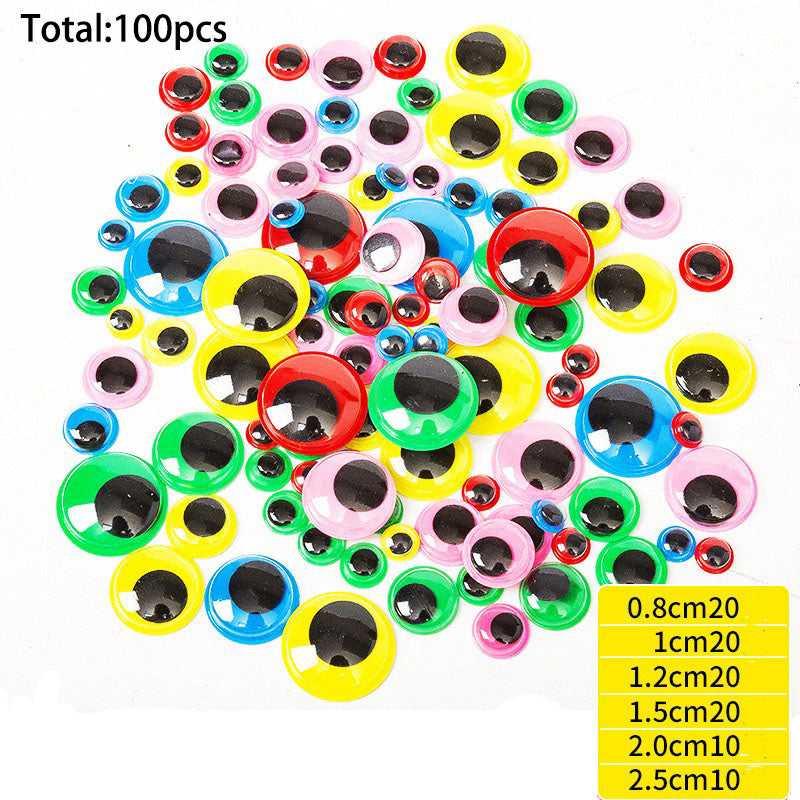 Colorful wiggle eyes for toy craft 100pcs assorted color and size which-craft