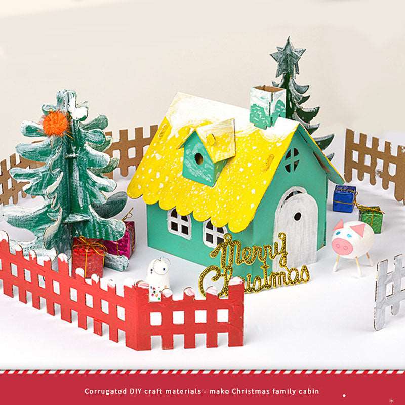 DIY crad board house for christmas decoration Christmas craft painting kit which-craft