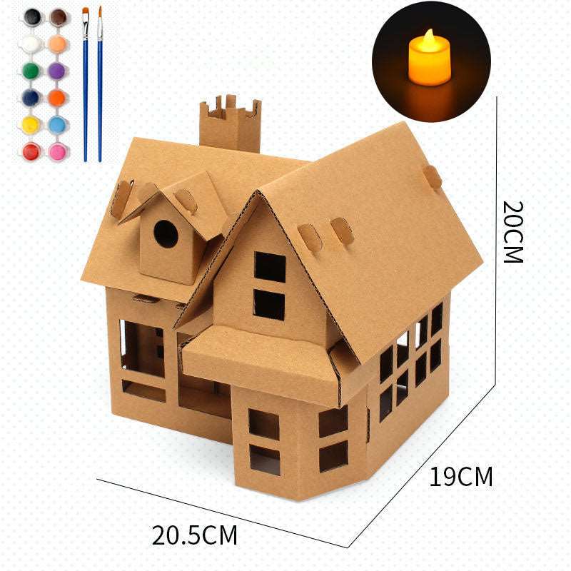 DIY crad board house for christmas decoration Christmas craft painting kit which-craft