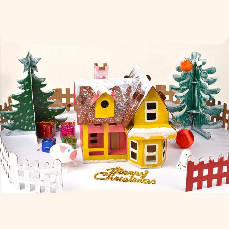 DIY crad board house for christmas decoration Christmas craft painting kit which-craft