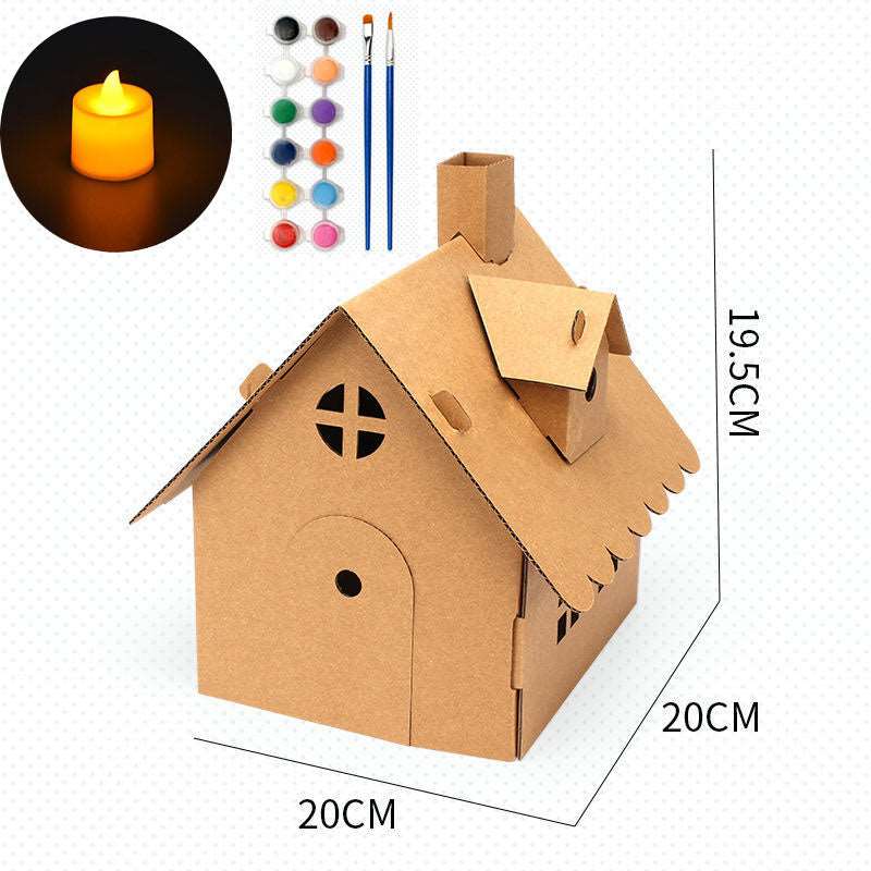 DIY crad board house for christmas decoration Christmas craft painting kit which-craft