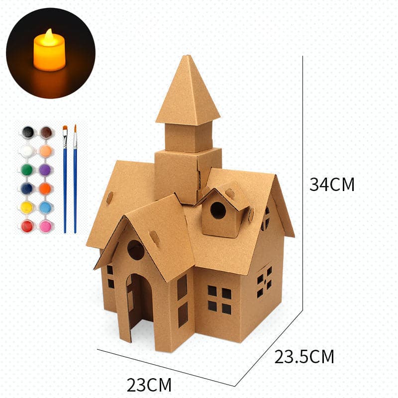 DIY crad board house for christmas decoration Christmas craft painting kit which-craft