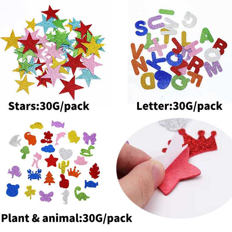 EVA Sticker Shapes Self-Adhesive stars letter Stickers Decals for Chri ...