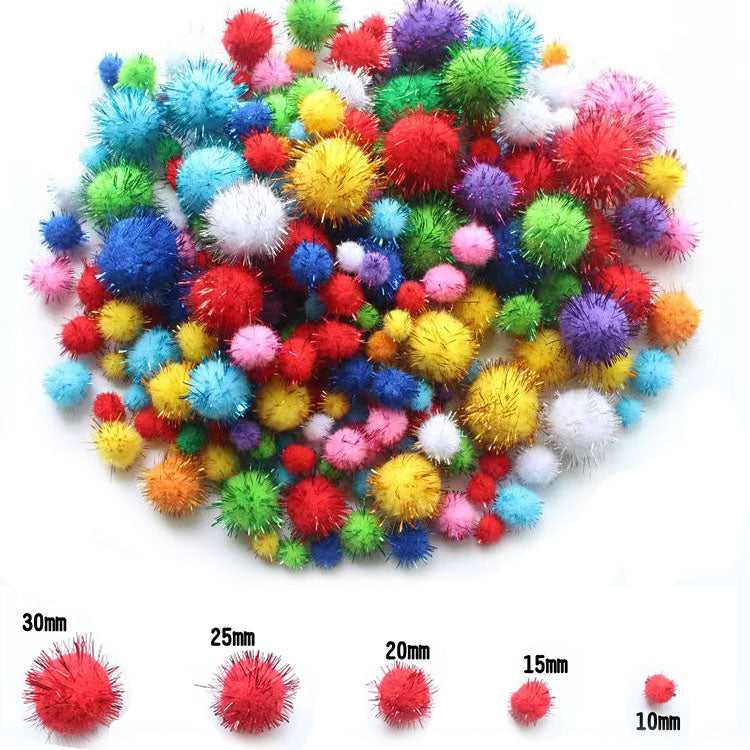 Glitter pom poms mixed color in assorted size for art craft which-craft