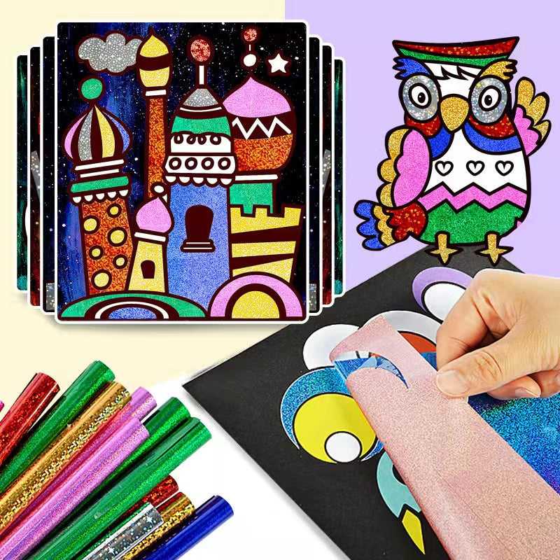 Magical Transfer Paper Craft with Prepainted Stencils, Shapes and Glitter Tape which-craft