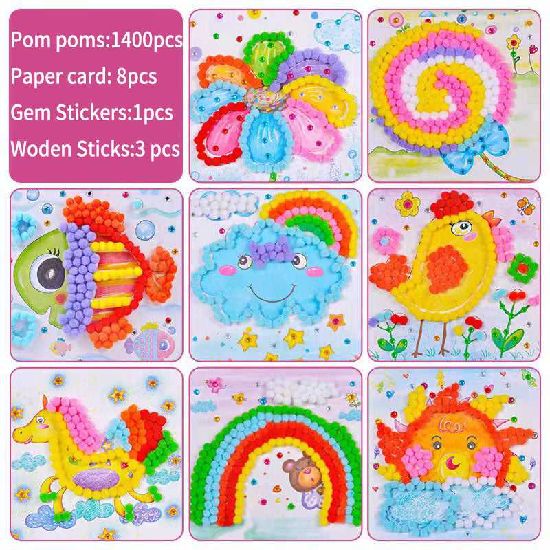 Pompoms Collage for kid made craft which-craft