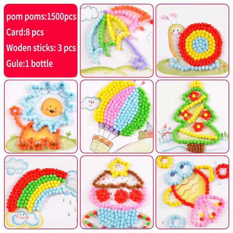 Pompoms Collage for kid made craft which-craft