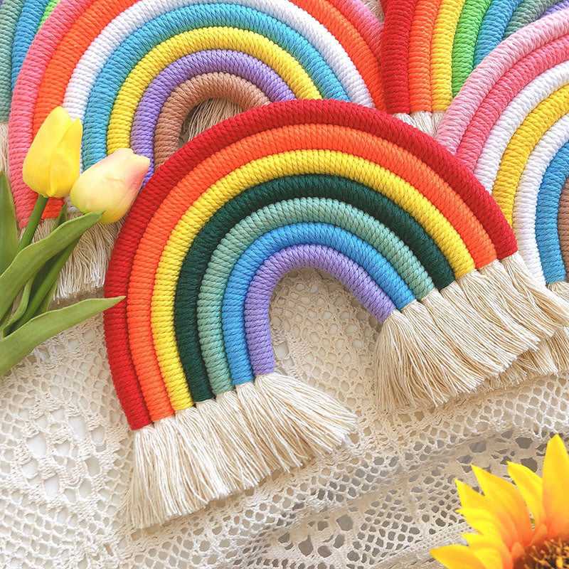 Rainbow wall hanging wall art nursery decor yarn craft which-craft