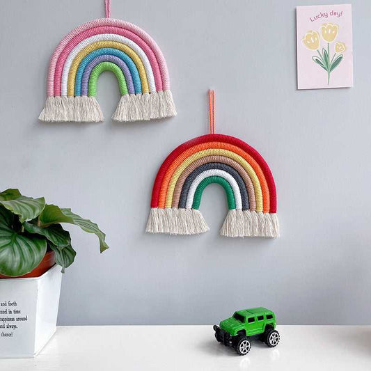 Rainbow wall hanging wall art nursery decor yarn craft which-craft