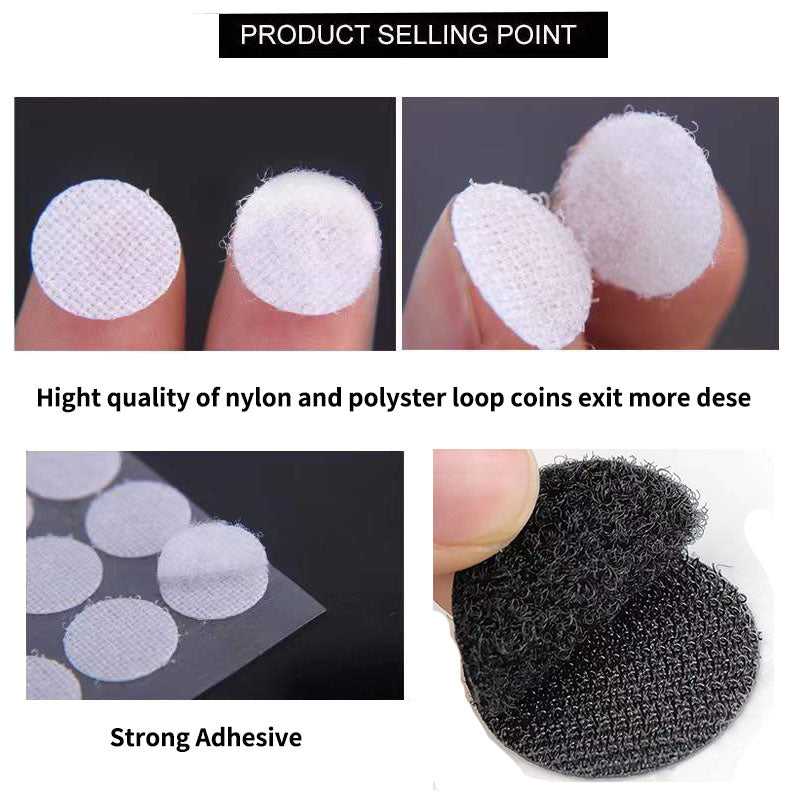Self Adhesive Dots Sticky Nylon Coins Hook Loop Fastener - Temu