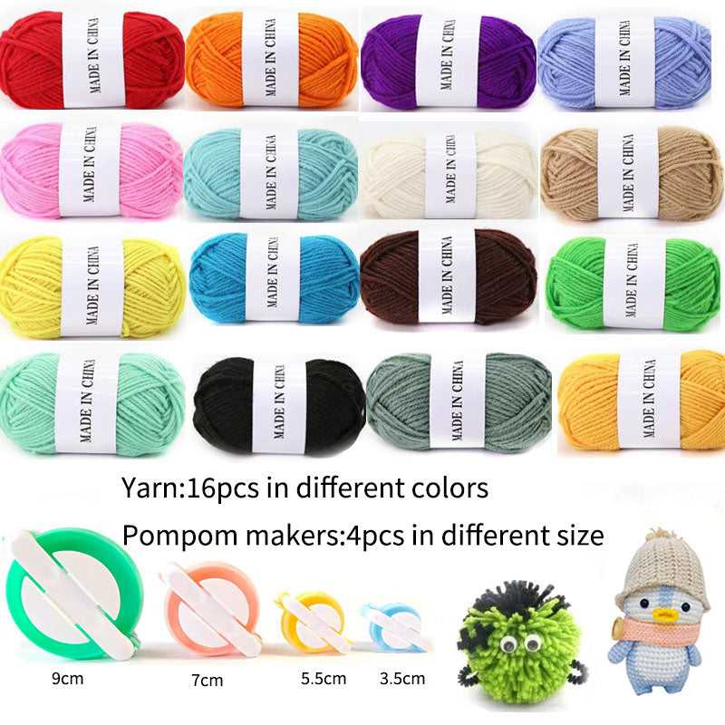 Yarn pom poms with 4pcs pom pom makers for DIY art and craft which-craft