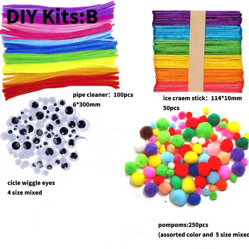 craft supplies kits craft kits for DIY Kids pom poms, pipe cleaner,googly eyes kits which-craft