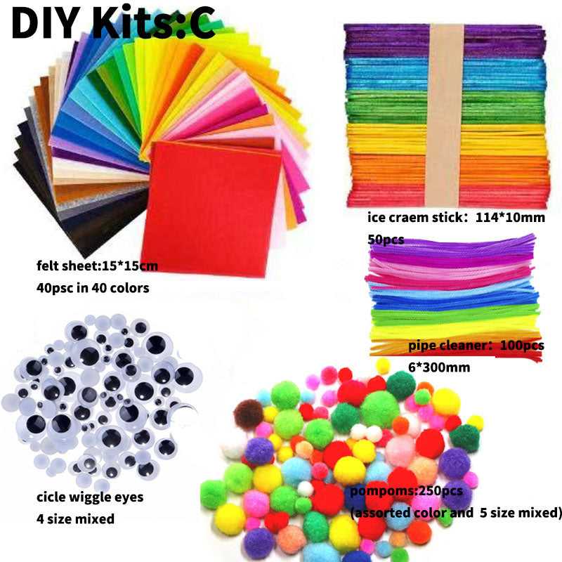 craft supplies kits craft kits for DIY Kids pom poms, pipe cleaner,googly eyes kits which-craft