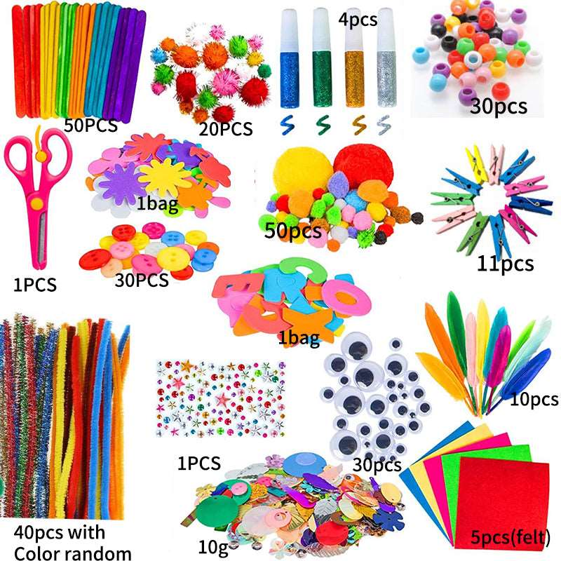 craft supplies kits craft kits for DIY Kids pom poms, pipe cleaner,googly eyes kits which-craft