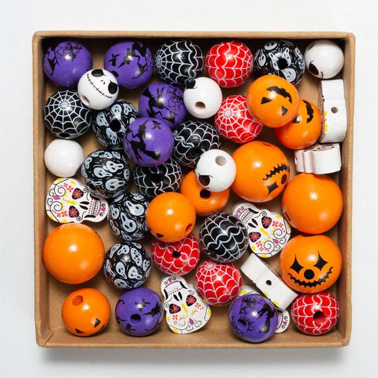 wood beads for halloween printing wooden beads 25pcs/bag which-craft